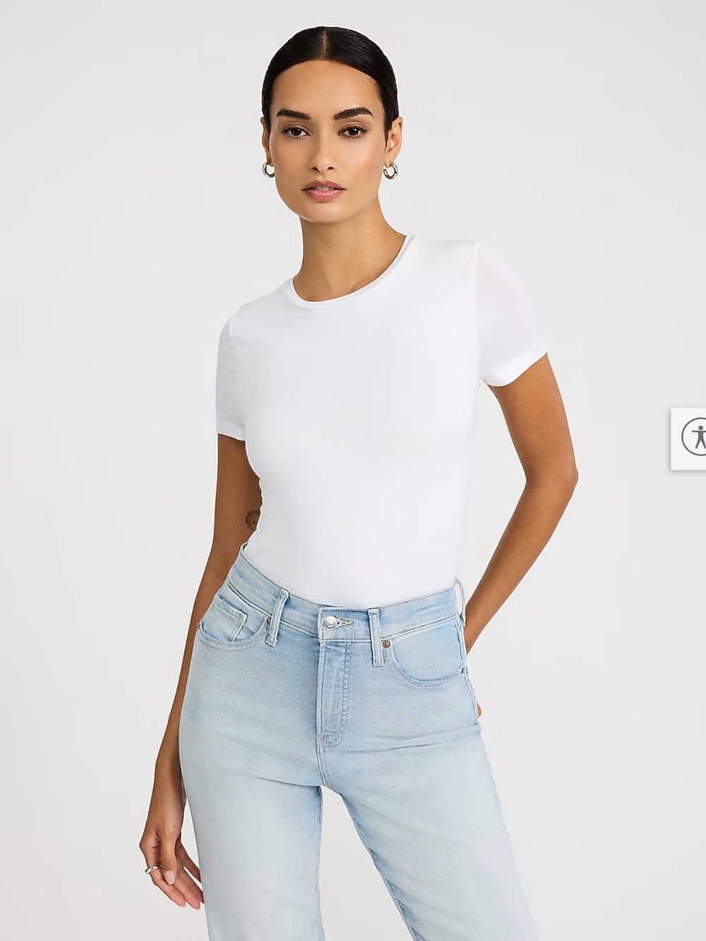 Express White Short-Sleeve Fitted Crewneck Tee XS NWT